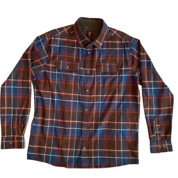 Swiss Tech Men's Plaid Shirt - Blue, Brown, and Red, Size L - Picture 1 of 6